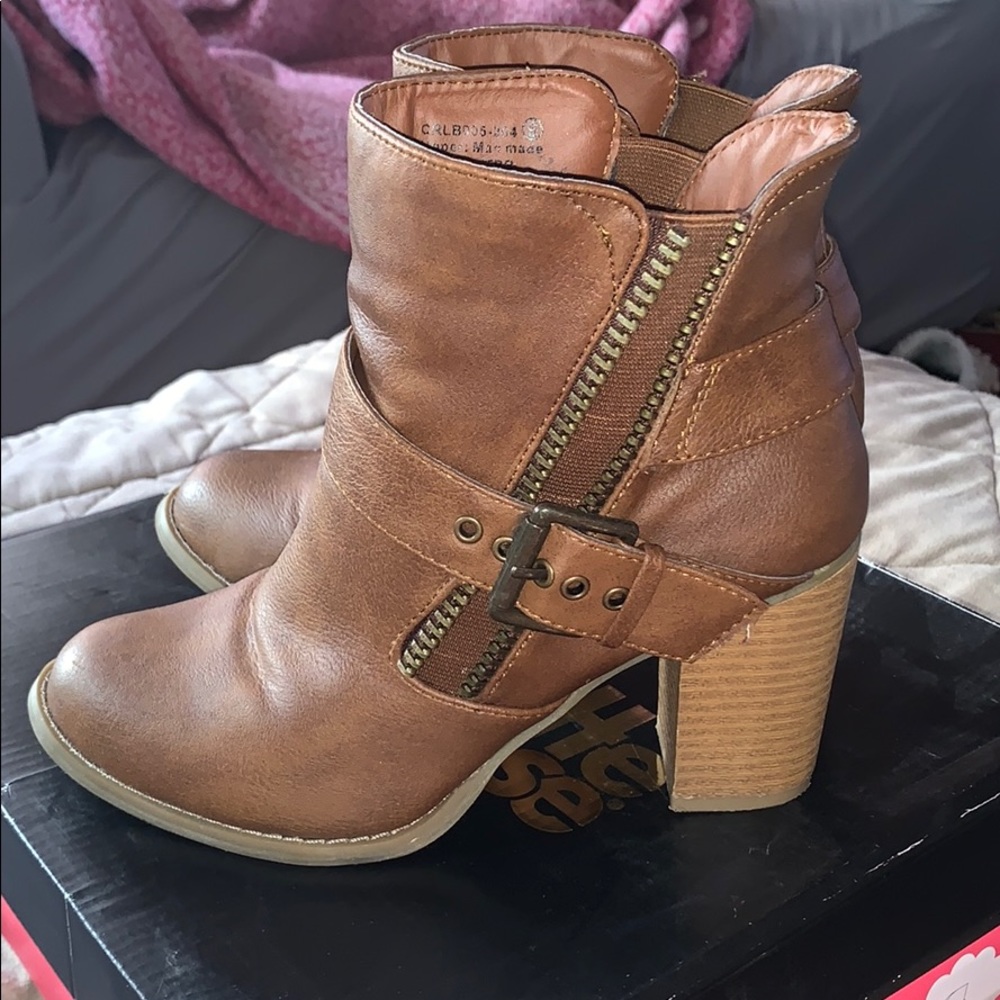 Charlotte Russe Cognac Heel Bootie